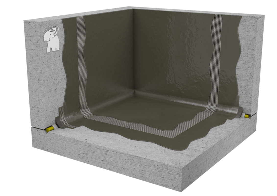 Système Réservoir d'eau potable avec mortier d'étanchéité