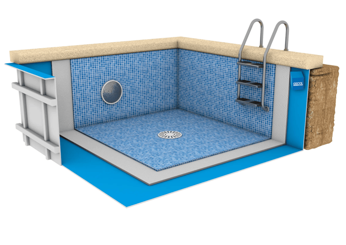 Sistema de colocación de cerámica en piscinas prefabricadas de poliéster con G200 Elastic MAX